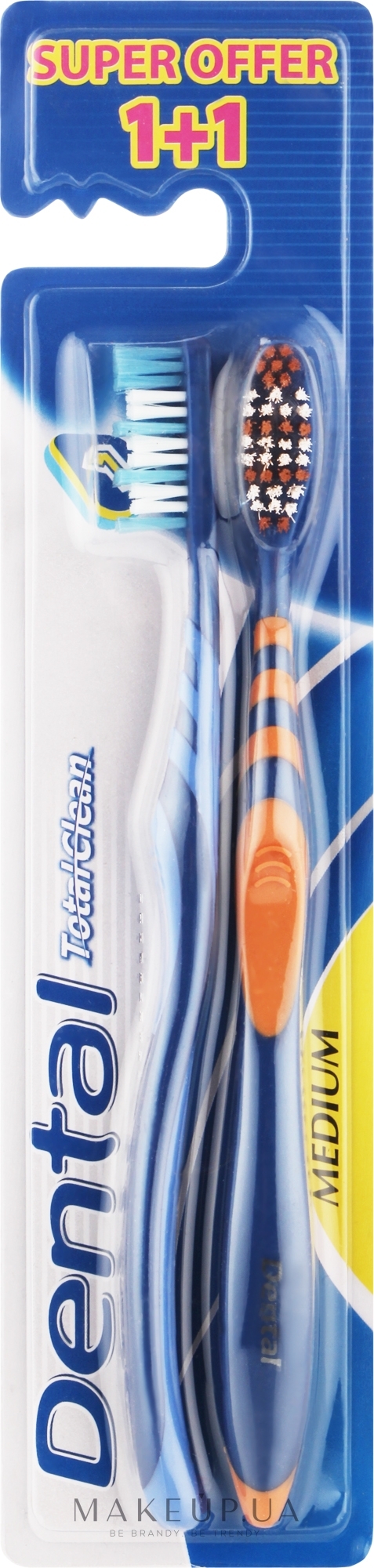 Зубная щетка "Total Clean", средняя 1+1 - Dental Toothbrus — фото 2шт