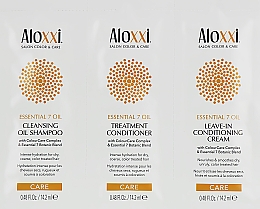 Набор - Aloxxi Essential 7 Oil (cond/14.2ml + h/cr/14.2ml + sh/14.2ml) — фото N1