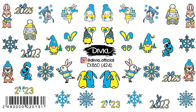 Наклейки для нігтів водні "Зима" - Divia Di860 — фото N1