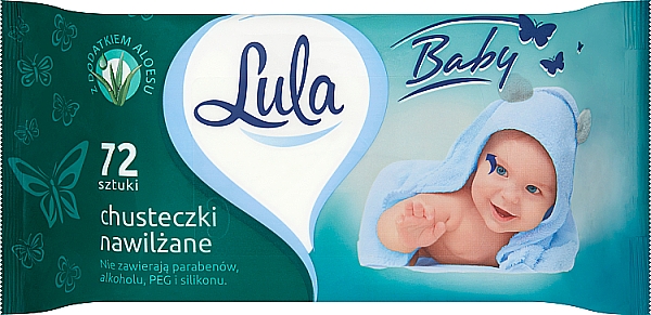 Дитячі вологі серветки з алое, 72 шт. - LULA Baby Wipes With Aloe — фото N1