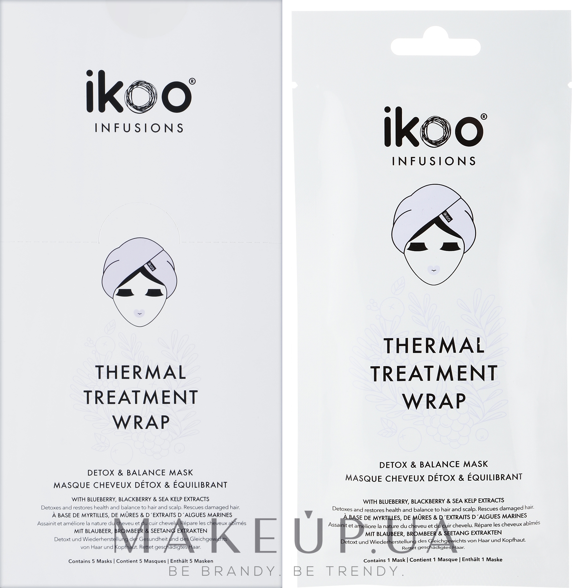 Термальна шапка-маска "Детокс і баланс" - Ikoo Thermal Treatment Wrap — фото 5x35g