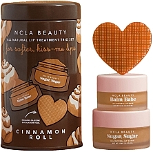 Парфумерія, косметика Набір - NCLA Beauty Cinnamon Roll Lip Set (l/balm/10ml + l/scrub/15ml + massager)