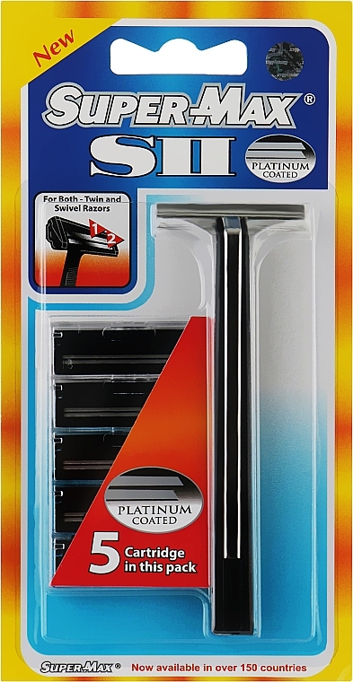 Мужской станок для бритья + 5 картриджей - Super-Max SII Blade Shaving System — фото N1