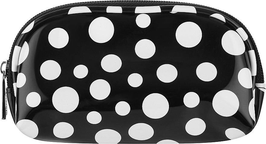 Косметичка, черная, глянцевая, в белый горошек, 16,5х5,5х8 см - Titania — фото N1