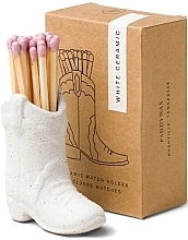Парфумерія, косметика Футляр для сірників з наповненням, білий - Paddywax Nashville Ceramic Boot Match Holder White