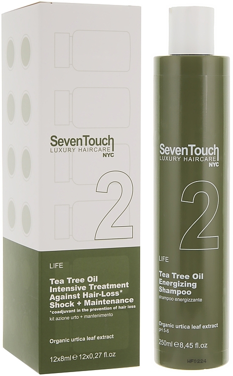 УЦІНКА Набір від випадіння волосся  - Punti di Vista Seven Touch Tea Tree Oil Complete Treatment Kit (shm/250ml + sh/act/treatm/4*8ml + maint/8*8ml) * — фото N1