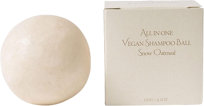 Твердий шампунь "Сніжний овес", у картонному пакованні - Erigeron All in One Vegan Shampoo Ball Snow Oatmeal — фото N1
