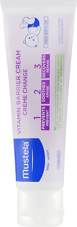 Вітамінізований захисний крем під підгузник 1 2 3 - Mustela Bebe 1 2 3 Vitamin Barrier Cream