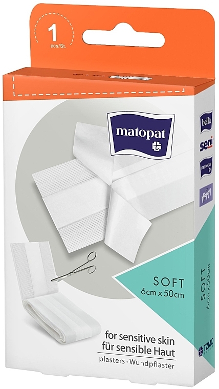 Медицинский пластырь листовой, 6 см х 50 см - Matopat Soft — фото N1