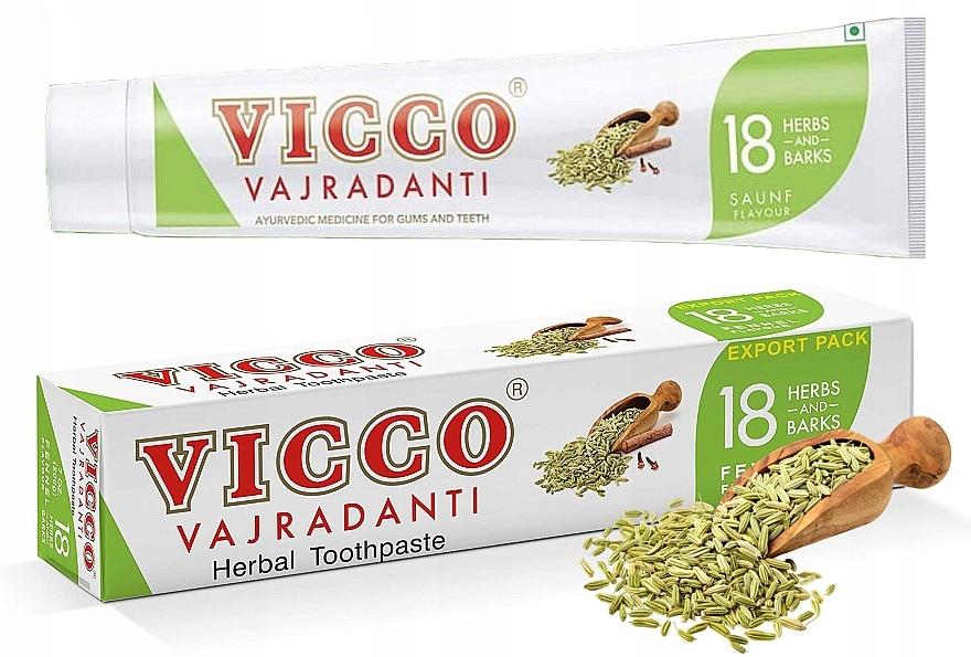 Аюрведична зубна паста із фенхелем - Vicco Vajradanti Fennel Herbal Toothpaste — фото N2