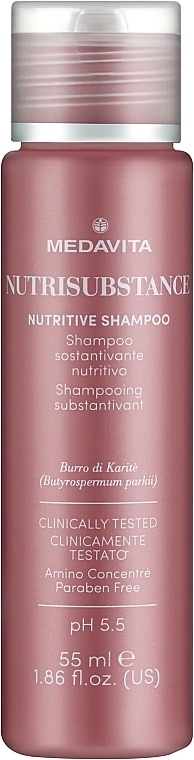 Живильний і зволожувальний шампунь для сухого волосся - Medavita Nutrisubstance Nutritive Shampoo — фото N1