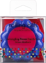 Парфумерія, косметика Компактна щітка для волосся "Ромашка", синя/рожева - Rolling Hills Brosse Desenredar Flower