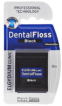 Зубна нитка, чорна, 50 м - Elgydium Clinic Dental Floss — фото N1