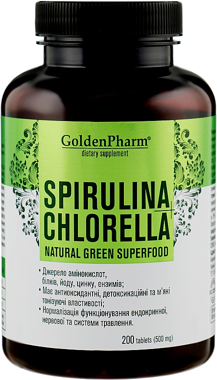 Пищевая добавка "Спирулина Хлорелла" - Голден-Фарм Natural Green Superfood Spirulina Chlorella