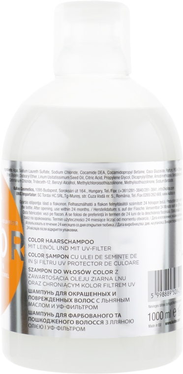 Шампунь для окрашенных и сухих волос - Kallos Cosmetics Color Shampoo With Linseed Oil  — фото N2