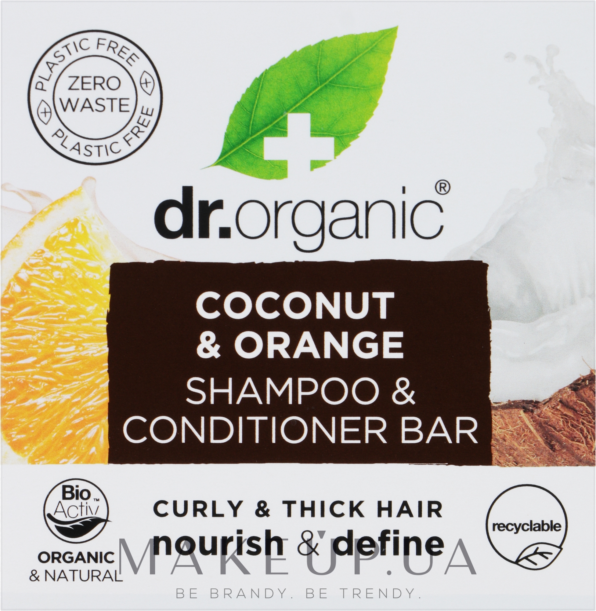 Твердий шампунь-кондиціонер "Coconut & Orange" - Dr. Organic Shampoo & Conditioner Bar — фото 75g