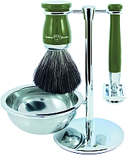 Духи, Парфюмерия, косметика Набор для бритья - Edwin Jagger Green 4 Piece DE Set Black Synthetic