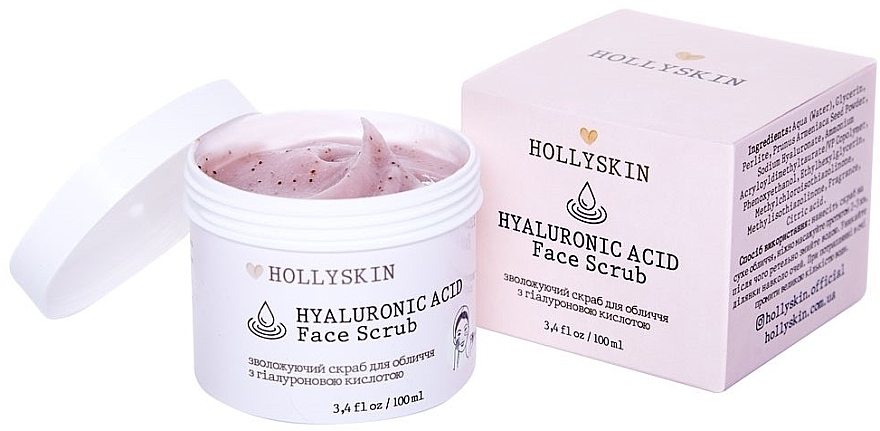 Скраб для обличчя з гіалуроновою кислотою - Hollyskin Hyaluronic Acid Face Scrub — фото N1