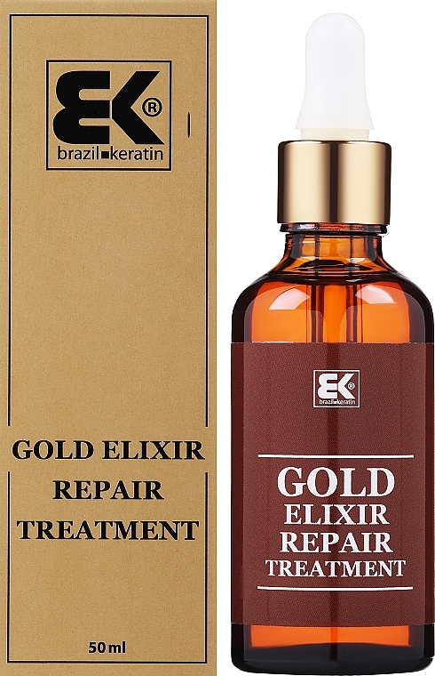 Эликсир для волос - Brazil Keratin Gold Elixir Repair Treatment (с пипеткой) — фото N1