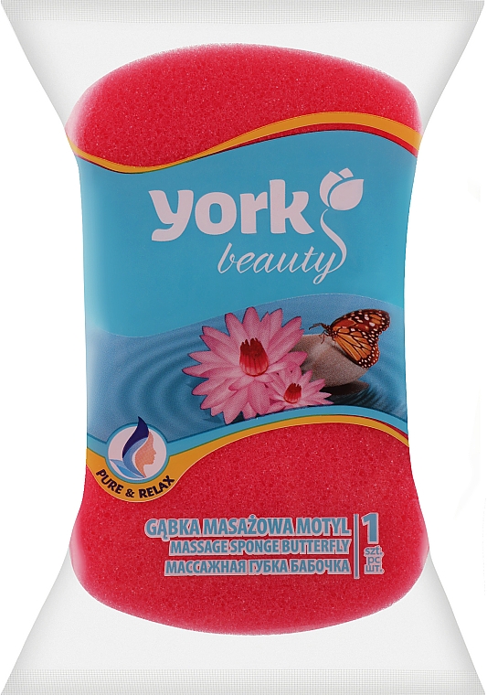 Губка для ванны и массажа "Бабочка", красная - York