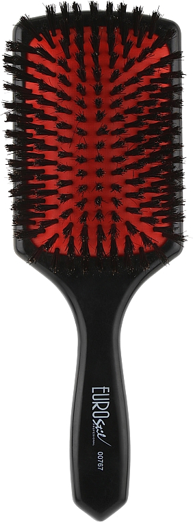 Щетка для волос 00767, черная - Eurostil Paddle Cushion Large Boar — фото N1