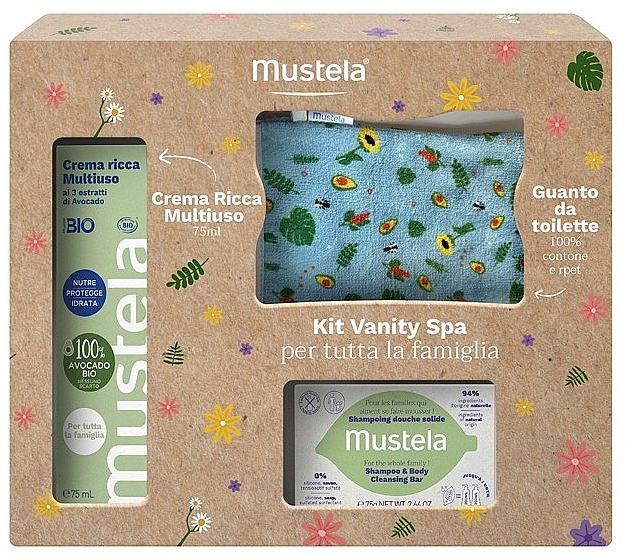 Набор - Mustela Family Kit Vanity Spa (bar/75g + cr/75ml + acc/1pc)  — фото N1