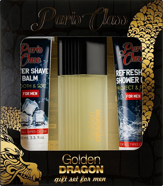 Aroma Parfume Paris Class Golden Dragon - Набір (edt/100ml + ashave/balm/100ml + sh/gel/130ml) — фото N1