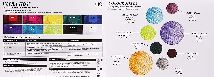 Палітра кольорів фарби для волосся - Aloxxi Swatch Chart Ultra Hot Intense Semi-permanent Fashion Colour — фото N2