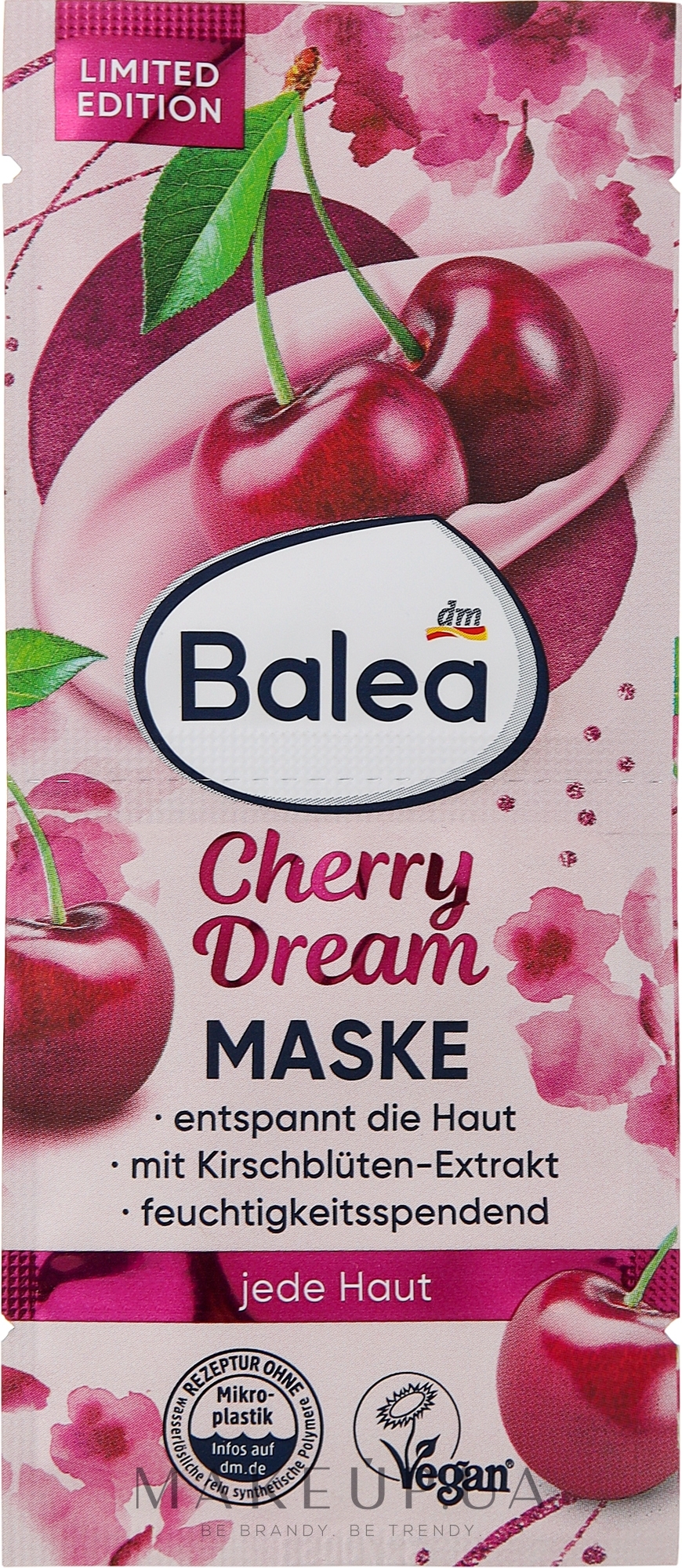 Успокаивающая и восстанавливающая маска для лица для всех типов кожи - Balea Cherry Dream — фото 16ml