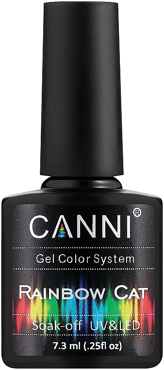 Гель-лак для нігтів веселковий з голографічними блискітками - Canni Rainbow Cat Soak-Off UV&LED — фото N1