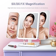 Дзеркало для макіяжу з LED підсвіткою і акумулятором, біле - Aimed Makeup Mirror 360 — фото N11