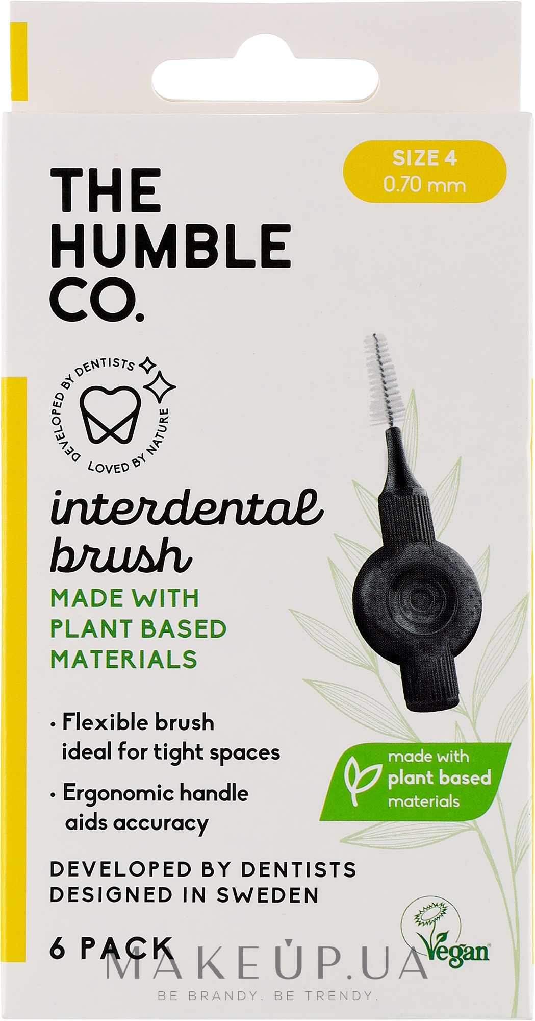 Межзубные интердентальные ершики, 0.70 мм, желтые, 6 шт - The Humble Co Interdental Brush — фото 6шт