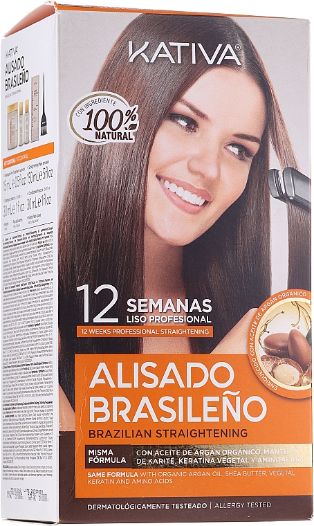 Набор для кератинового выпрямления волос - Kativa Alisado Brasileno Con Glyoxylic & Keratina Vegetal Kit (shm/15ml + mask/150ml + shm/30ml + cond/30ml) — фото N7