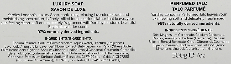 УЦЕНКА Yardley English Lavender - Набор (talc/200g + soap/100g) * — фото N2