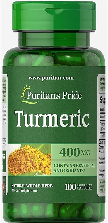 Харчова добавка "Куркума" 400 мг - Puritan's Pride Turmeric 400 mg Capsules — фото N1