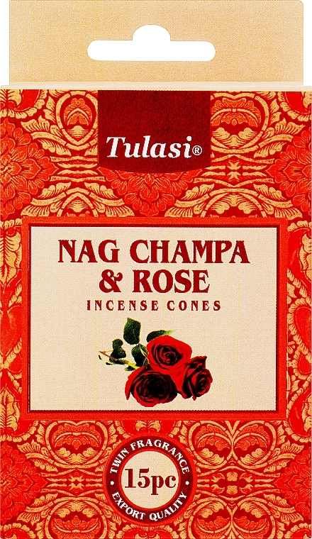 Пахощі конуси "Наг Чампа і троянда" - Tulasi Nag Champa & Rosa Incense Cones