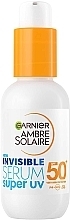 Сонцезахисна невагома сироватка-флюїд з високим ступенем захисту - Garnier Ambre Solaire Invisible Serum Super UV SPF 50+ — фото N1
