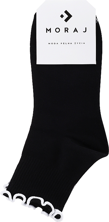 Носки женские короткие хлопковые с рюшами, черные - Moraj — фото N1