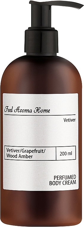 Увлажняющий крем для тела с нишевым арматом «Ветивер, Грейпфрут и Амбровое дерево» - Feel Aroma Home
