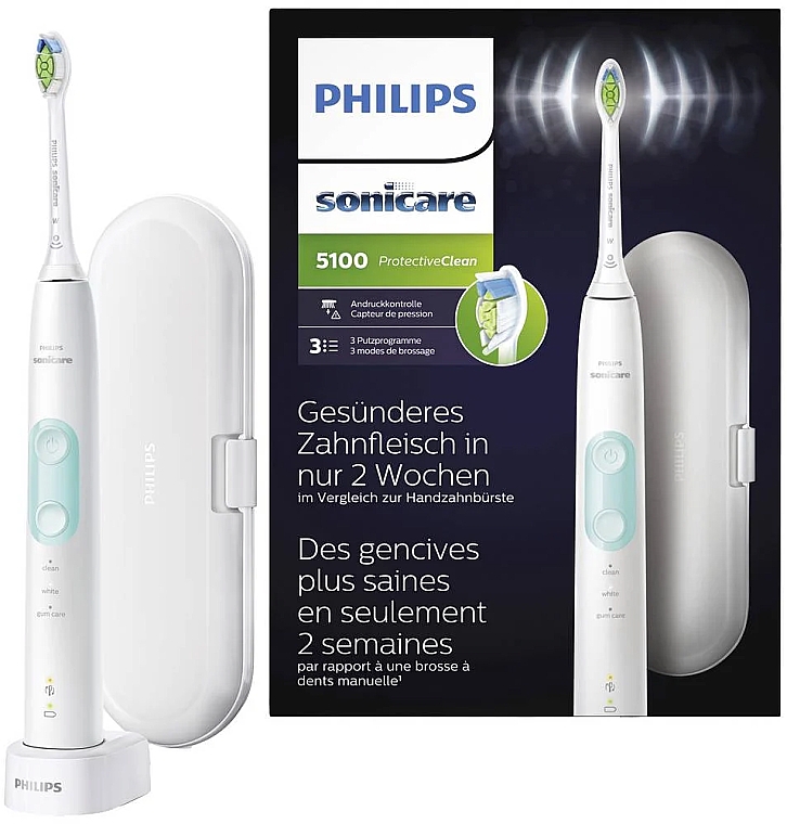 Електрична звукова зубна щітка - Philips Sonicare HX6857/28 Protective Clean 5100 White — фото N1