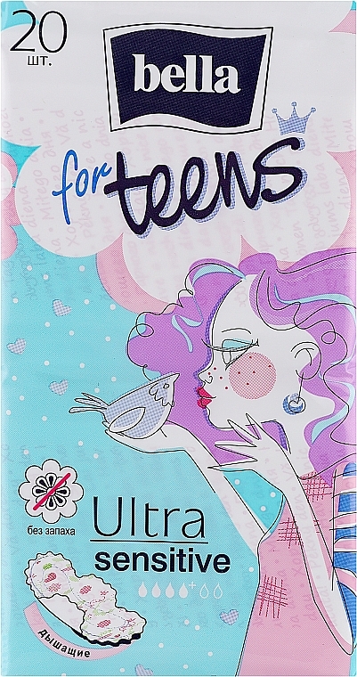 Прокладки For Teens Sensitive Extra Soft, 20 шт - Bella — фото N1