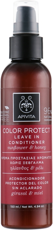 Незмивний кондиціонер із соняшником і медом для захисту кольору волосся  - Apivita Color Protect Leave In Conditioner With Sunflower & Honey — фото N1