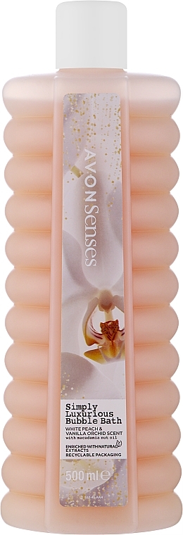 Піна для ванни "Персик, орхідея, ваніль"  - Avon Senses Simply Luxurious Babble Bath with White Peach & Vanilla Orhid Scent — фото N1