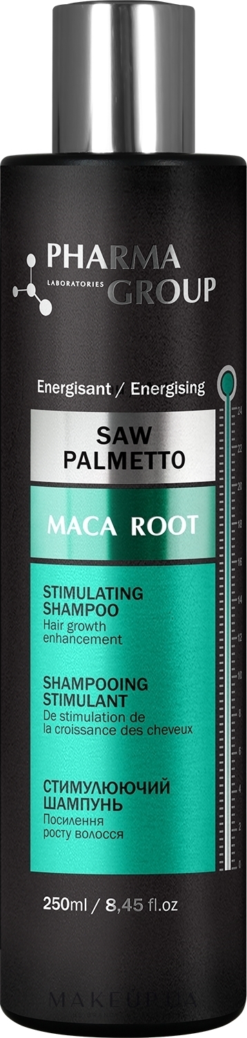 Стимулювальний шампунь для волосся - Pharma Group Laboratories Saw Palmetto + Maca Root Shampoo — фото 250ml