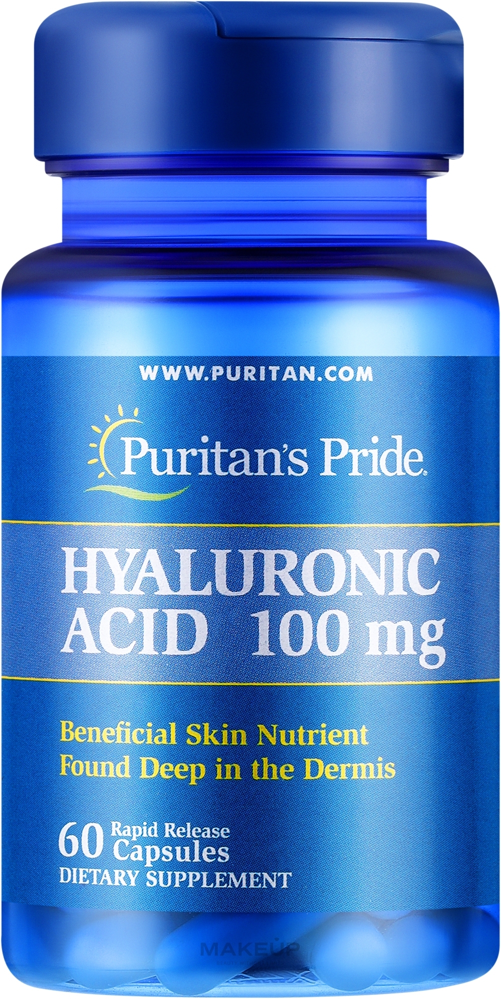 Гиалуроновая кислота, 100 мг, в капсулах - Puritan's Pride Hyaluronic Acid 100mg Capsules — фото 60шт
