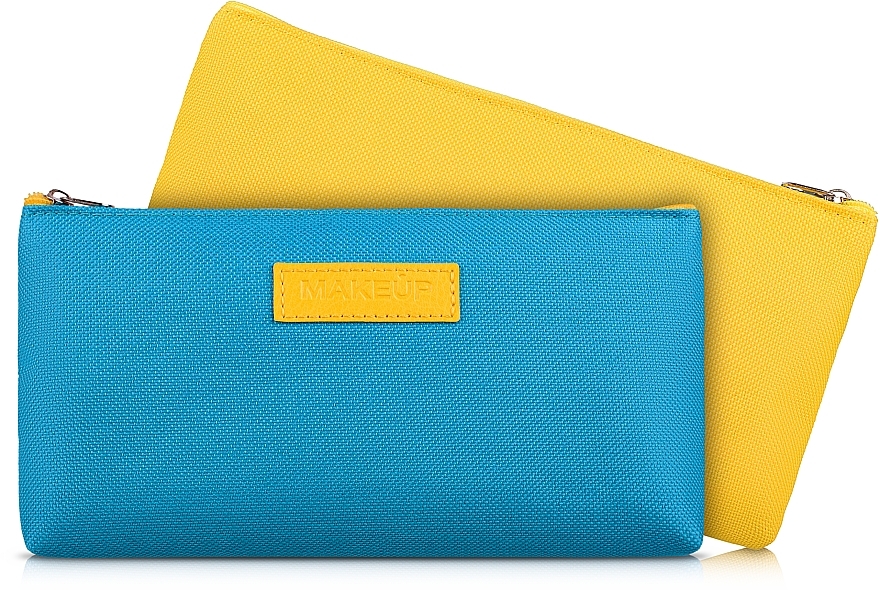 Косметичка тканевая, сине-желтая 19x10x2 см "Freedom" - MAKEUP Cosmetic Bag Blue Yellow — фото N2