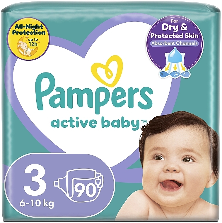 Подгузники Active Baby 3 (6-10 кг), 90 шт - Pampers — фото N1