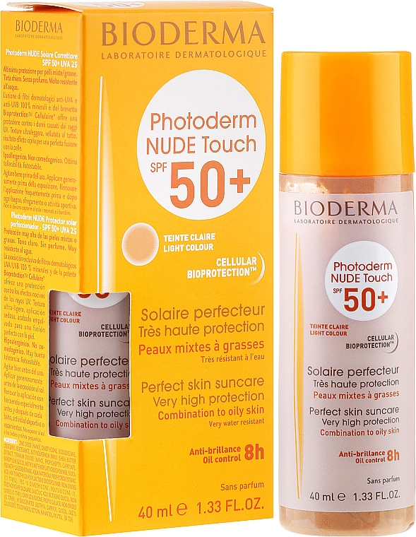Сонцезахисний крем - Bioderma Photoderm Nude Touch Golden Color Spf 50+ — фото N1