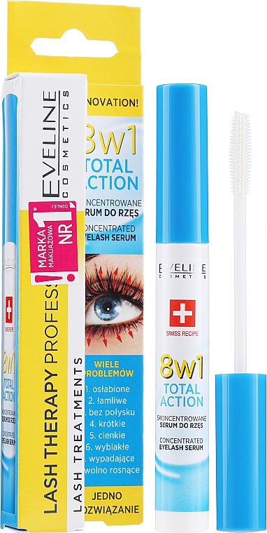 Сыворотка для ресниц - Eveline Cosmetics Multi-Purpose Eyelash Serum Total Action 8in1