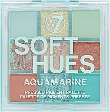 Палетка теней - W7 Soft Hues Aquamarine Pressed Pigment Palette — фото N1